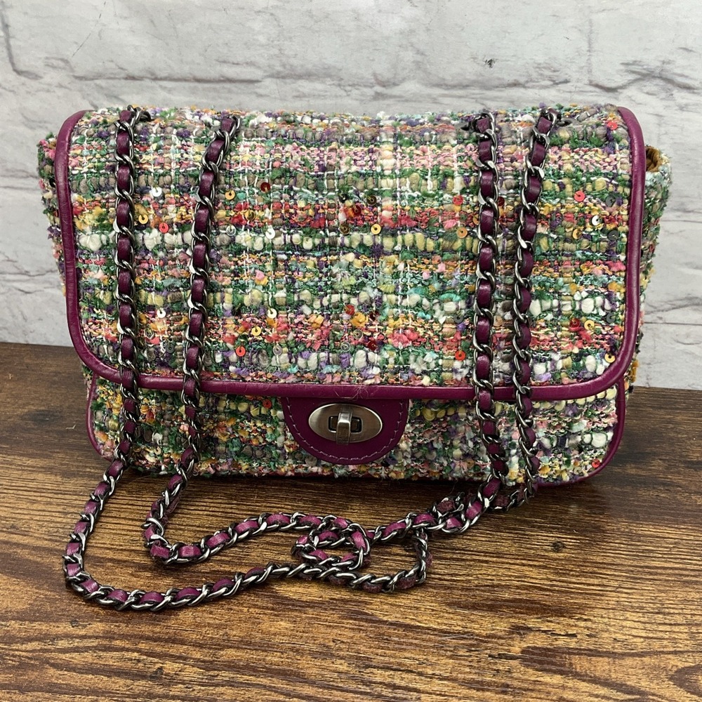 Patricia Nash Lorenza Flap Mauve Plaid & Leather Crossbody/Shoulder Bag‎